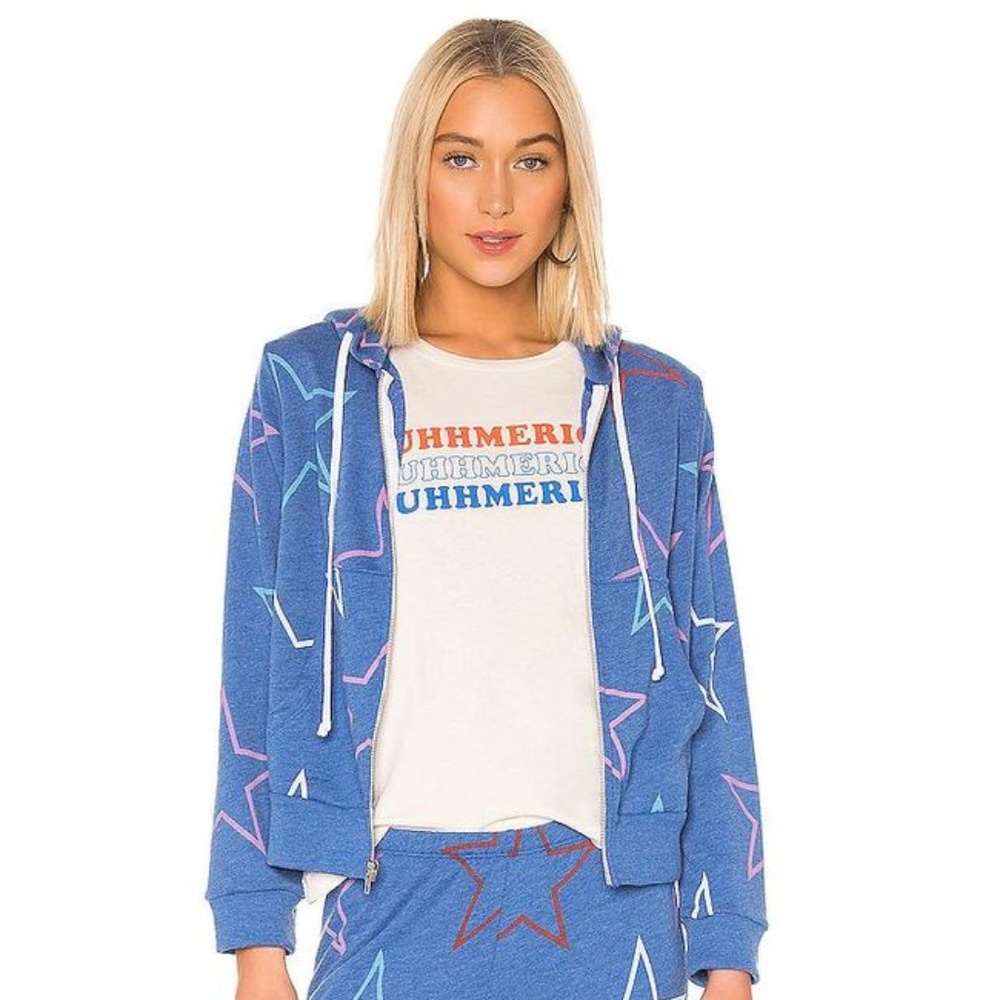 Wildfox Regan Starlight Zip Hoodie Blue Small NWT - Picture 3 of 8